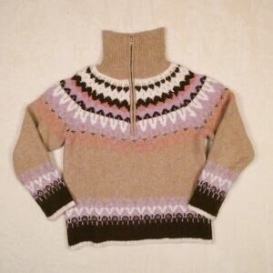 Heartloom Nordic Gabriel Sweater Size M 1/2 Zip High Neck Cozy Cabin Hygge